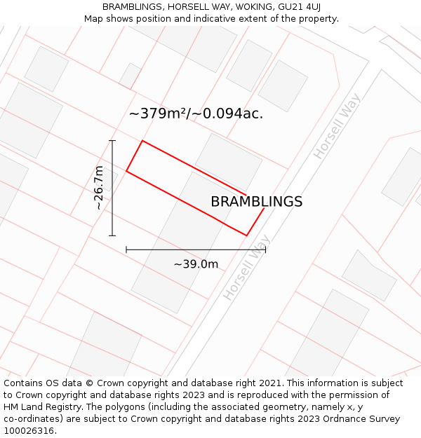 BRAMBLINGS, HORSELL WAY, WOKING, GU21 4UJ: Plot and title map