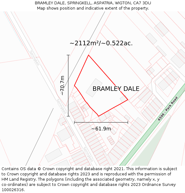 BRAMLEY DALE, SPRINGKELL, ASPATRIA, WIGTON, CA7 3DU: Plot and title map