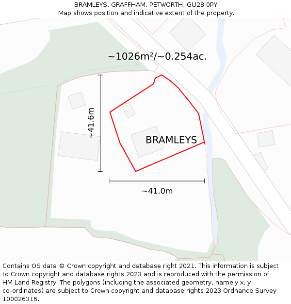 BRAMLEYS, GRAFFHAM, PETWORTH, GU28 0PY: Plot and title map