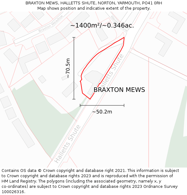 BRAXTON MEWS, HALLETTS SHUTE, NORTON, YARMOUTH, PO41 0RH: Plot and title map