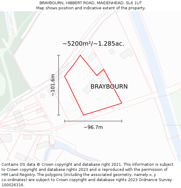 BRAYBOURN, HIBBERT ROAD, MAIDENHEAD, SL6 1UT: Plot and title map