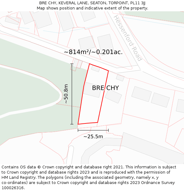 BRE CHY, KEVERAL LANE, SEATON, TORPOINT, PL11 3JJ: Plot and title map