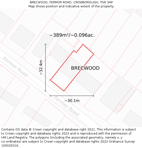 BRECWOOD, FERMOR ROAD, CROWBOROUGH, TN6 3AP: Plot and title map