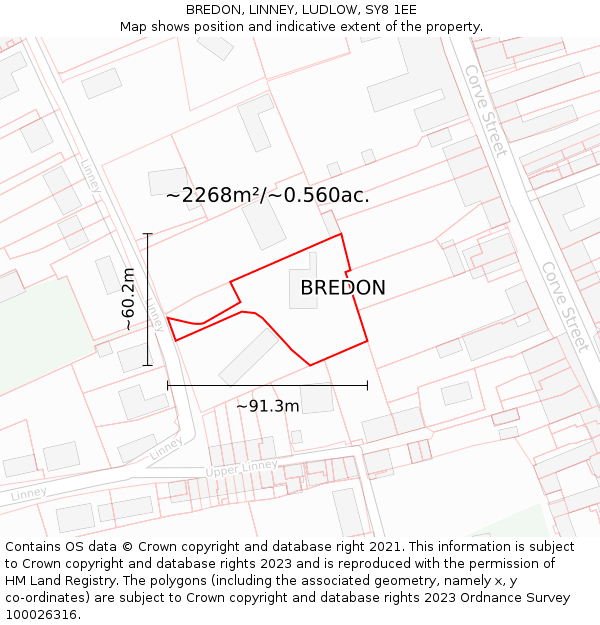 BREDON, LINNEY, LUDLOW, SY8 1EE: Plot and title map