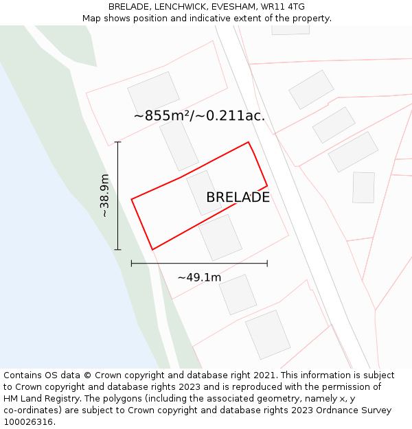 BRELADE, LENCHWICK, EVESHAM, WR11 4TG: Plot and title map