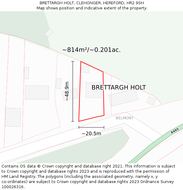 BRETTARGH HOLT, CLEHONGER, HEREFORD, HR2 9SH: Plot and title map