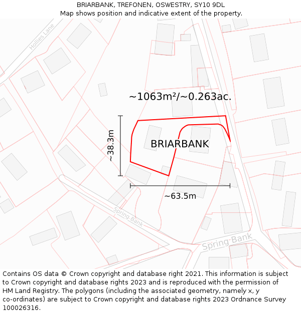 BRIARBANK, TREFONEN, OSWESTRY, SY10 9DL: Plot and title map