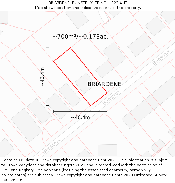 BRIARDENE, BUNSTRUX, TRING, HP23 4HT: Plot and title map