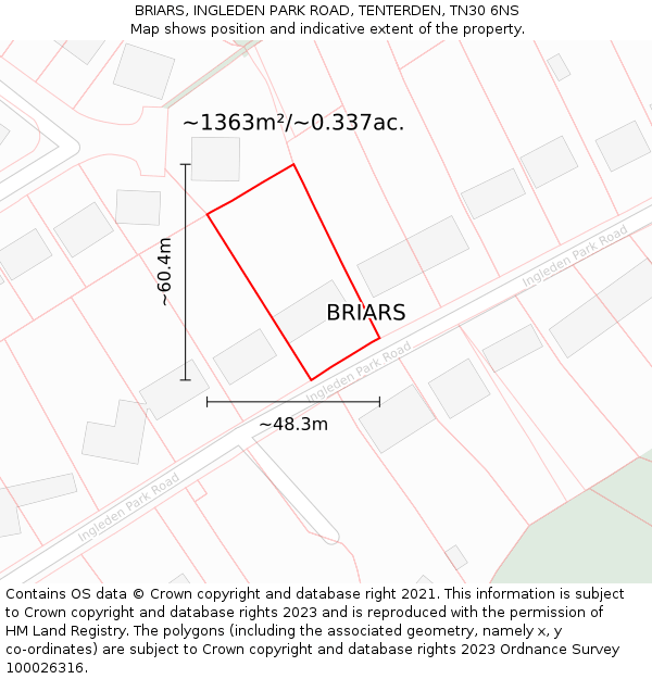 BRIARS, INGLEDEN PARK ROAD, TENTERDEN, TN30 6NS: Plot and title map