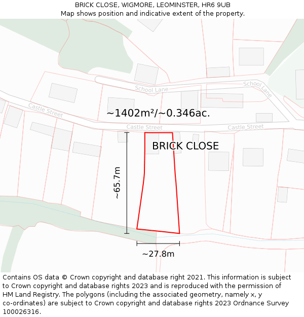 BRICK CLOSE, WIGMORE, LEOMINSTER, HR6 9UB: Plot and title map