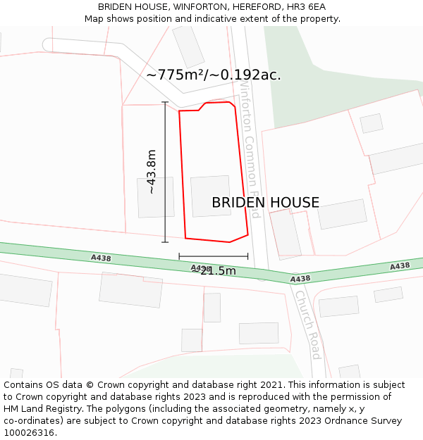 BRIDEN HOUSE, WINFORTON, HEREFORD, HR3 6EA: Plot and title map