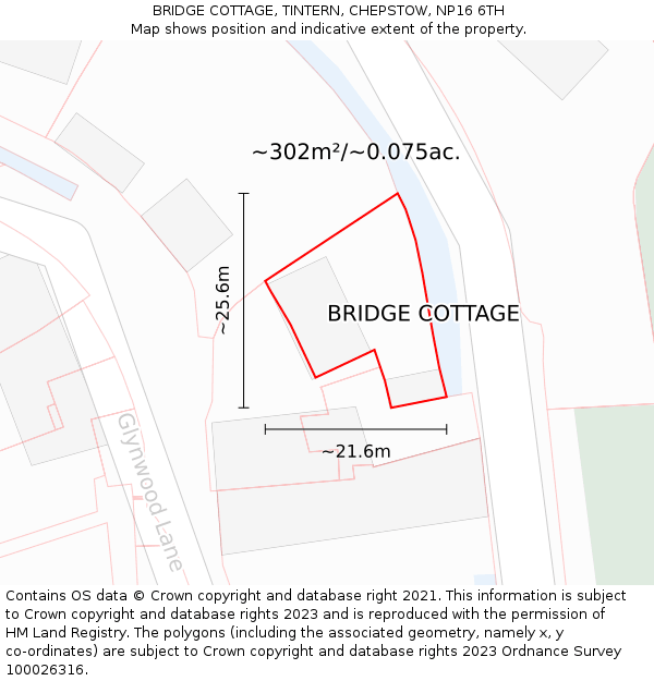 BRIDGE COTTAGE, TINTERN, CHEPSTOW, NP16 6TH: Plot and title map