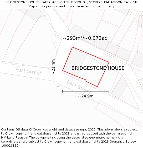 BRIDGESTONE HOUSE, FAIR PLACE, CHISELBOROUGH, STOKE-SUB-HAMDON, TA14 6TL: Plot and title map