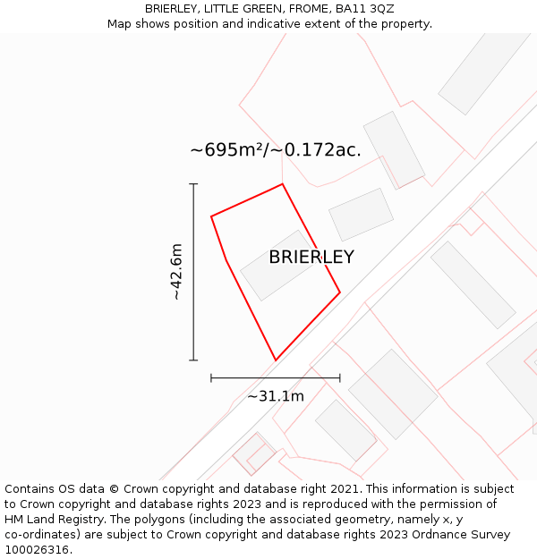 BRIERLEY, LITTLE GREEN, FROME, BA11 3QZ: Plot and title map