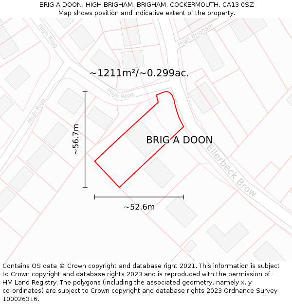 BRIG A DOON, HIGH BRIGHAM, BRIGHAM, COCKERMOUTH, CA13 0SZ: Plot and title map