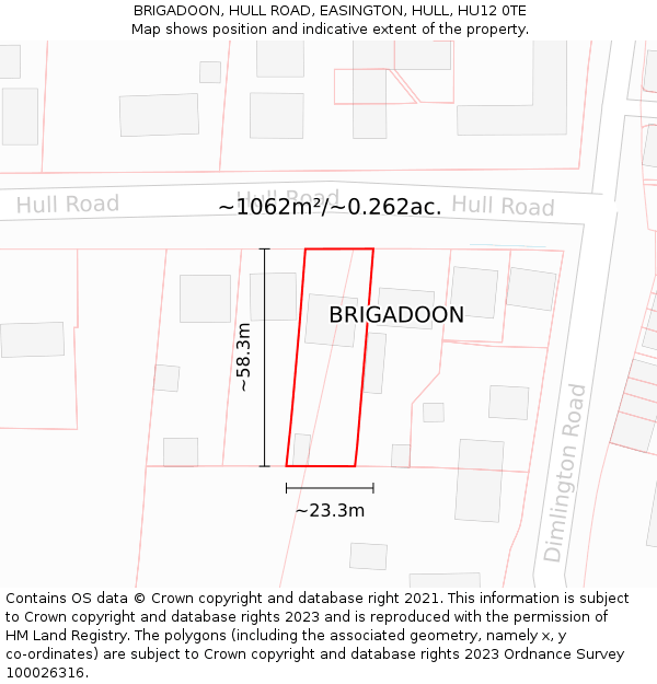 BRIGADOON, HULL ROAD, EASINGTON, HULL, HU12 0TE: Plot and title map
