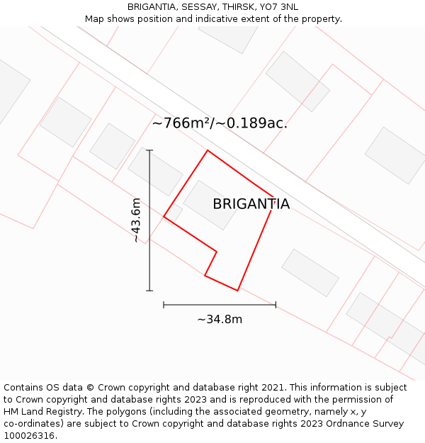 BRIGANTIA, SESSAY, THIRSK, YO7 3NL: Plot and title map