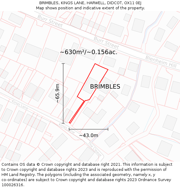 BRIMBLES, KINGS LANE, HARWELL, DIDCOT, OX11 0EJ: Plot and title map
