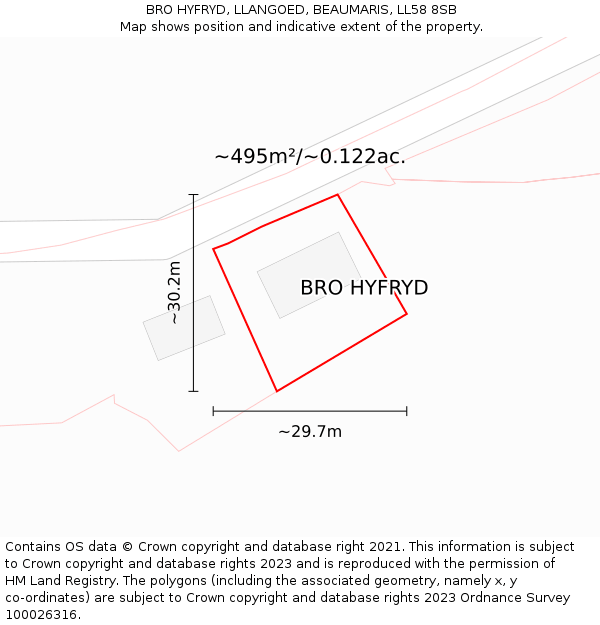 BRO HYFRYD, LLANGOED, BEAUMARIS, LL58 8SB: Plot and title map