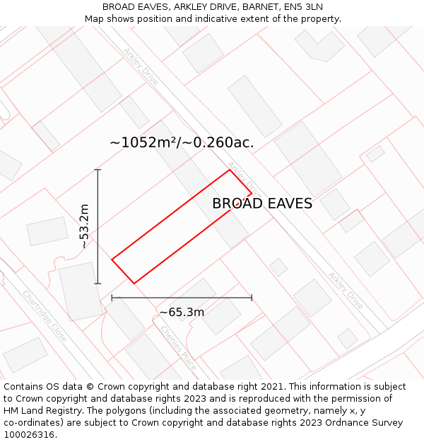BROAD EAVES, ARKLEY DRIVE, BARNET, EN5 3LN: Plot and title map
