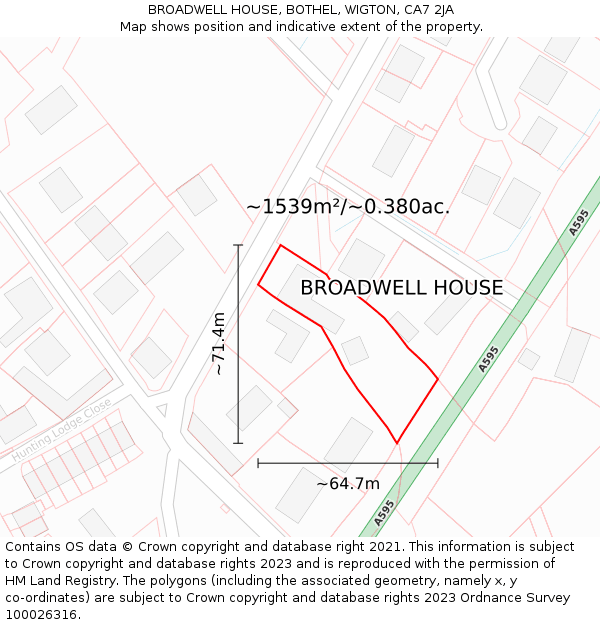 BROADWELL HOUSE, BOTHEL, WIGTON, CA7 2JA: Plot and title map