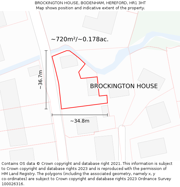 BROCKINGTON HOUSE, BODENHAM, HEREFORD, HR1 3HT: Plot and title map