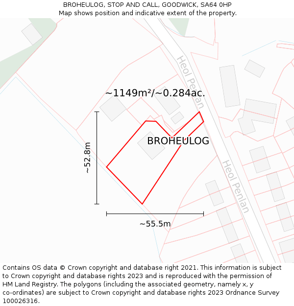 BROHEULOG, STOP AND CALL, GOODWICK, SA64 0HP: Plot and title map