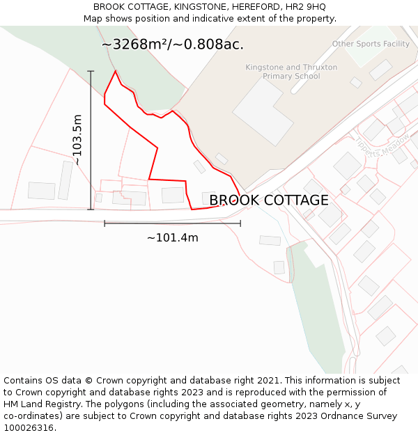 BROOK COTTAGE, KINGSTONE, HEREFORD, HR2 9HQ: Plot and title map