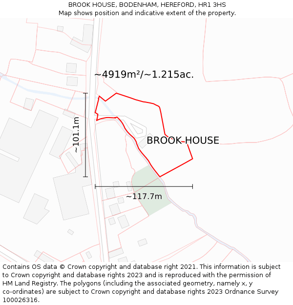 BROOK HOUSE, BODENHAM, HEREFORD, HR1 3HS: Plot and title map