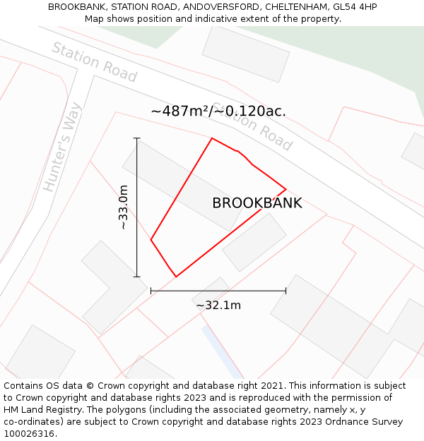 BROOKBANK, STATION ROAD, ANDOVERSFORD, CHELTENHAM, GL54 4HP: Plot and title map