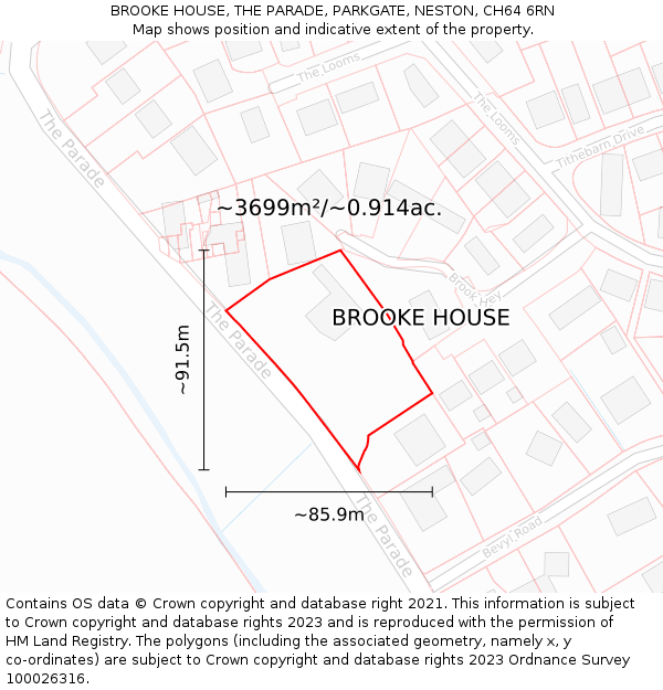 BROOKE HOUSE, THE PARADE, PARKGATE, NESTON, CH64 6RN: Plot and title map