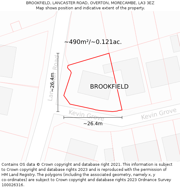 BROOKFIELD, LANCASTER ROAD, OVERTON, MORECAMBE, LA3 3EZ: Plot and title map