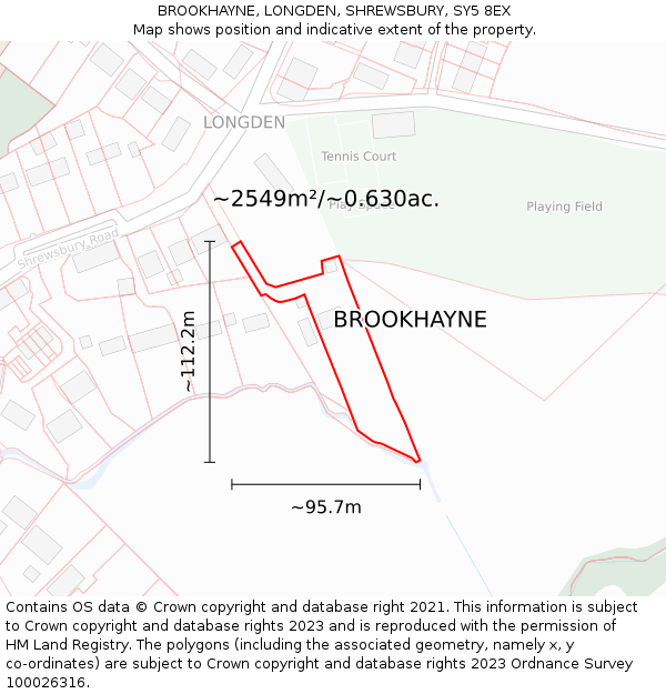 BROOKHAYNE, LONGDEN, SHREWSBURY, SY5 8EX: Plot and title map