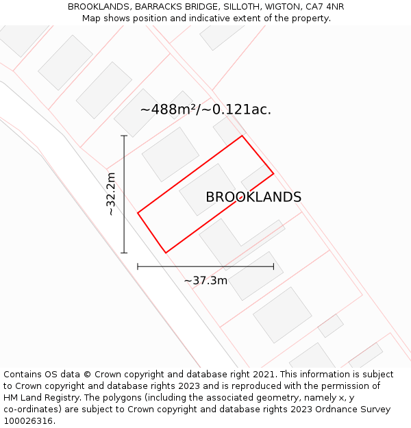 BROOKLANDS, BARRACKS BRIDGE, SILLOTH, WIGTON, CA7 4NR: Plot and title map