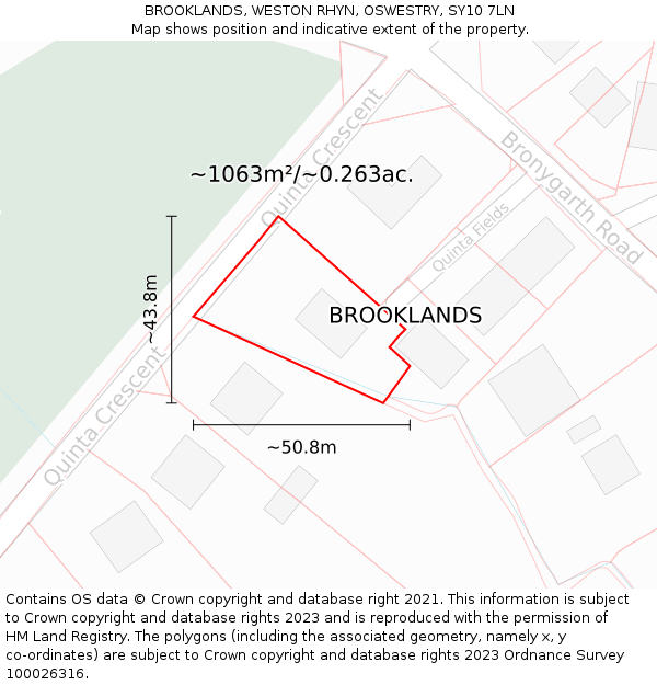 BROOKLANDS, WESTON RHYN, OSWESTRY, SY10 7LN: Plot and title map