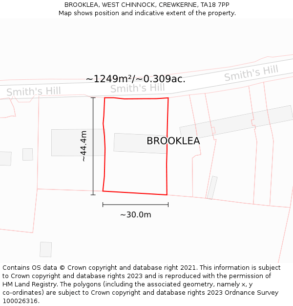 BROOKLEA, WEST CHINNOCK, CREWKERNE, TA18 7PP: Plot and title map