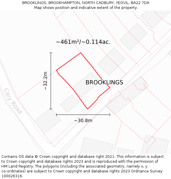 BROOKLINGS, BROOKHAMPTON, NORTH CADBURY, YEOVIL, BA22 7DA: Plot and title map