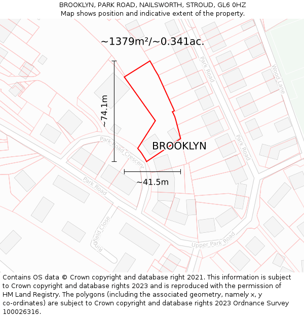 BROOKLYN, PARK ROAD, NAILSWORTH, STROUD, GL6 0HZ: Plot and title map