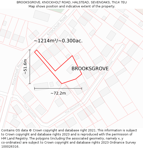 BROOKSGROVE, KNOCKHOLT ROAD, HALSTEAD, SEVENOAKS, TN14 7EU: Plot and title map