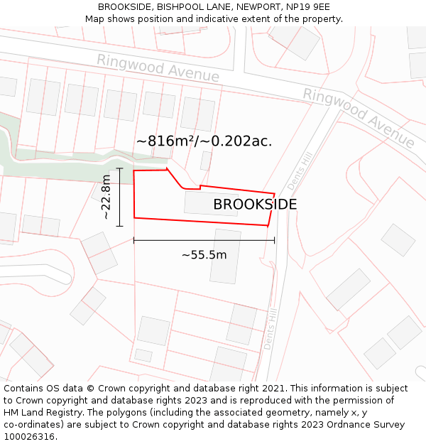 BROOKSIDE, BISHPOOL LANE, NEWPORT, NP19 9EE: Plot and title map
