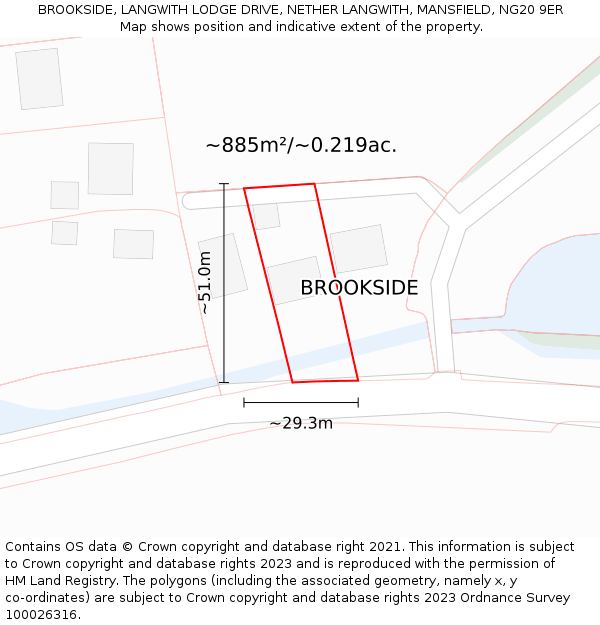 BROOKSIDE, LANGWITH LODGE DRIVE, NETHER LANGWITH, MANSFIELD, NG20 9ER: Plot and title map