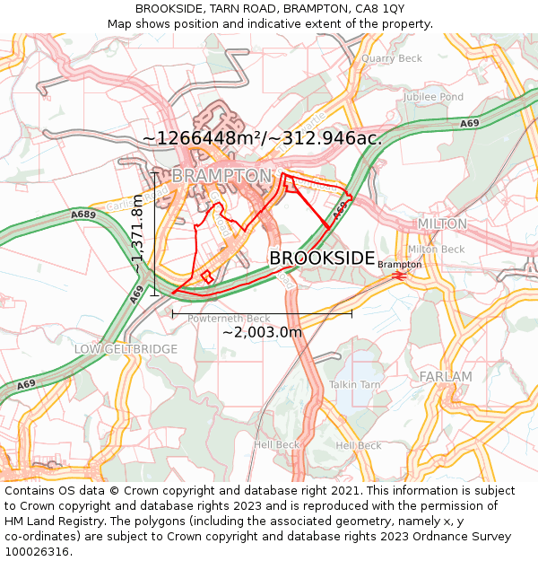 BROOKSIDE, TARN ROAD, BRAMPTON, CA8 1QY: Plot and title map