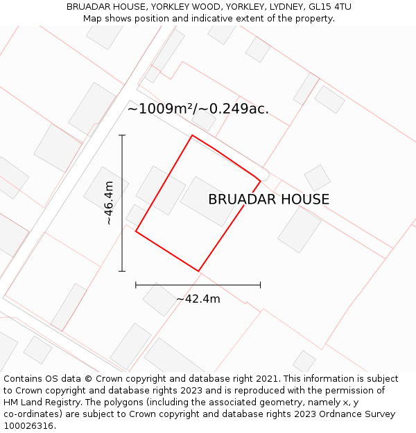 BRUADAR HOUSE, YORKLEY WOOD, YORKLEY, LYDNEY, GL15 4TU: Plot and title map