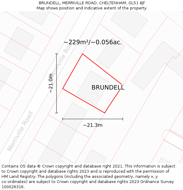 BRUNDELL, MERRIVILLE ROAD, CHELTENHAM, GL51 8JF: Plot and title map