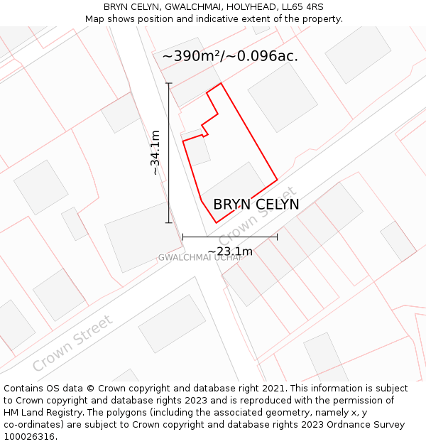 BRYN CELYN, GWALCHMAI, HOLYHEAD, LL65 4RS: Plot and title map