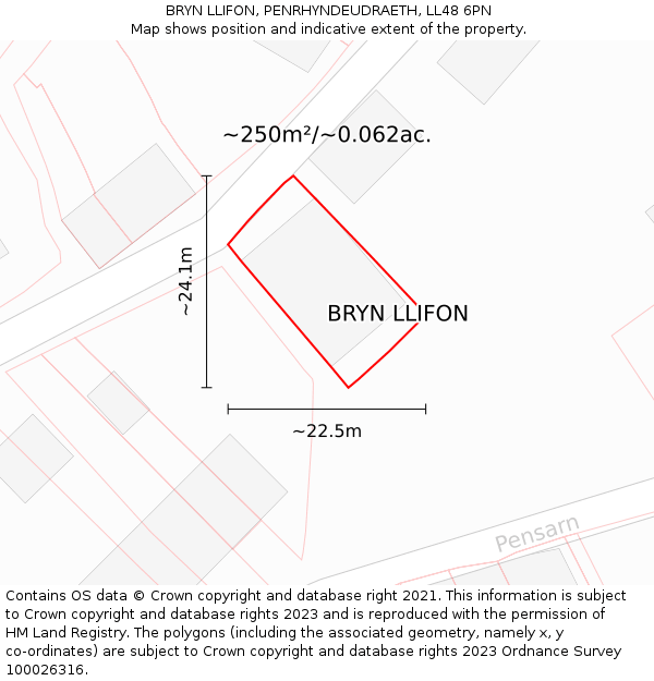 BRYN LLIFON, PENRHYNDEUDRAETH, LL48 6PN: Plot and title map