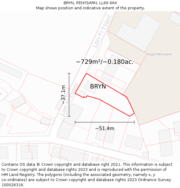 BRYN, PENYSARN, LL69 9AX: Plot and title map