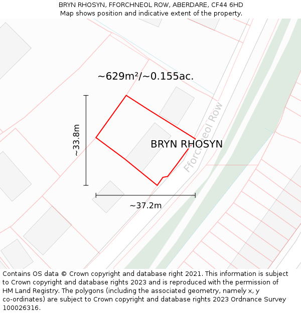 BRYN RHOSYN, FFORCHNEOL ROW, ABERDARE, CF44 6HD: Plot and title map