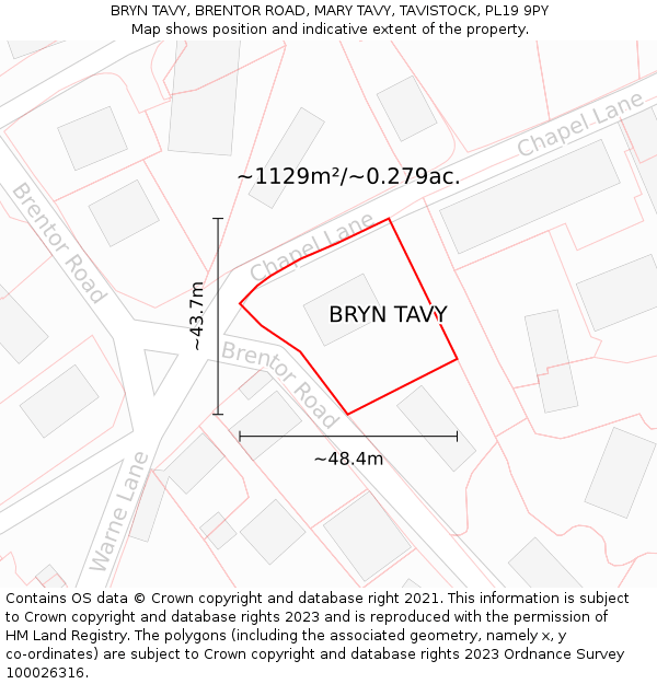 BRYN TAVY, BRENTOR ROAD, MARY TAVY, TAVISTOCK, PL19 9PY: Plot and title map