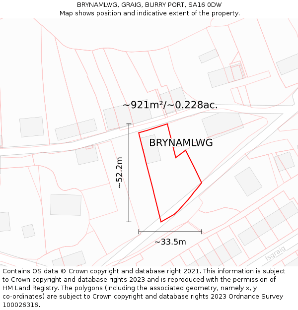 BRYNAMLWG, GRAIG, BURRY PORT, SA16 0DW: Plot and title map